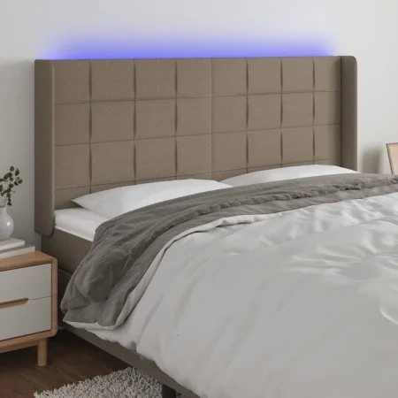 Taupe gray fabric headboard with LED 203x16x118/128 cm by , Headboards and footboards - Ref: Foro24-3124074, Price: 130,09 €,...