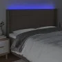 Taupe gray fabric headboard with LED 203x16x118/128 cm by , Headboards and footboards - Ref: Foro24-3124074, Price: 130,09 €,...