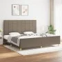 Bed frame with headboard in taupe gray fabric 200x200 cm by , Beds and slatted bases - Ref: Foro24-3125085, Price: 241,90 €, ...