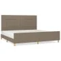 Bed frame with headboard in taupe gray fabric 200x200 cm by , Beds and slatted bases - Ref: Foro24-3125085, Price: 241,90 €, ...