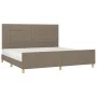 Bed frame with headboard in taupe gray fabric 200x200 cm by , Beds and slatted bases - Ref: Foro24-3125085, Price: 241,90 €, ...