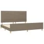 Bed frame with headboard in taupe gray fabric 200x200 cm by , Beds and slatted bases - Ref: Foro24-3125085, Price: 241,90 €, ...