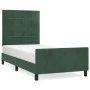 Dark green velvet bed frame with headboard 90x200 cm by , Beds and slatted bases - Ref: Foro24-3125736, Price: 152,92 €, Disc...
