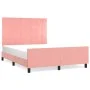 Pink velvet bed frame with headboard 140x200 cm by , Beds and slatted bases - Ref: Foro24-3125762, Price: 230,28 €, Discount: %