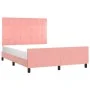 Pink velvet bed frame with headboard 140x200 cm by , Beds and slatted bases - Ref: Foro24-3125762, Price: 230,28 €, Discount: %