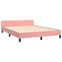 Pink velvet bed frame with headboard 140x200 cm by , Beds and slatted bases - Ref: Foro24-3125762, Price: 230,28 €, Discount: %