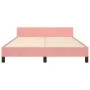 Pink velvet bed frame with headboard 140x200 cm by , Beds and slatted bases - Ref: Foro24-3125762, Price: 230,28 €, Discount: %