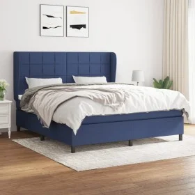 Box spring bed with blue fabric mattress 160x200 cm by , Beds and slatted bases - Ref: Foro24-3127979, Price: 558,94 €, Disco...