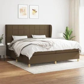 Box spring bed with dark brown fabric mattress 200x200 cm by , Beds and slatted bases - Ref: Foro24-3128552, Price: 666,53 €,...