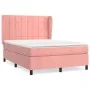 Box spring bed with pink velvet mattress 140x190 cm by , Beds and slatted bases - Ref: Foro24-3129212, Price: 520,23 €, Disco...
