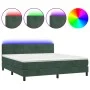 Box spring bed with mattress and LED dark green velvet 180x200cm by , Beds and slatted bases - Ref: Foro24-3134420, Price: 55...