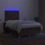 Box spring bed with mattress and LED dark brown fabric 120x200 cm by , Beds and slatted bases - Ref: Foro24-3135424, Price: 3...
