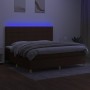Box spring bed mattress LED lights dark brown fabric 200x200 cm by , Beds and slatted bases - Ref: Foro24-3135464, Price: 640...
