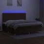 Box spring bed mattress LED lights dark brown fabric 200x200 cm by , Beds and slatted bases - Ref: Foro24-3135464, Price: 654...