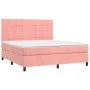 Box spring bed with mattress and LED pink velvet 160x200 cm by , Beds and slatted bases - Ref: Foro24-3136136, Price: 517,47 ...