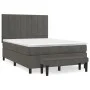 Box spring bed with dark gray velvet mattress 140x190 cm by , Beds and slatted bases - Ref: Foro24-3137840, Price: 547,02 €, ...