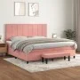 Box spring bed with pink velvet mattress 200x200 cm by , Beds and slatted bases - Ref: Foro24-3137868, Price: 705,78 €, Disco...