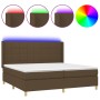 Cama box spring colchón luces LED tela marrón oscuro 200x200 cm de , Camas y somieres - Ref: Foro24-3138904, Precio: 667,56 €...