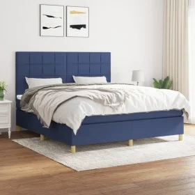 Box spring bed with blue fabric mattress 160x200 cm by , Beds and slatted bases - Ref: Foro24-3142351, Price: 548,52 €, Disco...