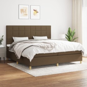 Box spring bed with dark brown fabric mattress 200x200 cm by , Beds and slatted bases - Ref: Foro24-3142364, Price: 654,38 €,...