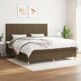 Box spring bed with dark brown fabric mattress 200x200 cm by , Beds and slatted bases - Ref: Foro24-3142364, Price: 643,43 €,...