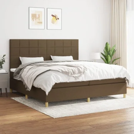 Box spring bed with dark brown fabric mattress 200x200 cm by , Beds and slatted bases - Ref: Foro24-3142364, Price: 643,41 €,...