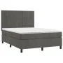 Box spring bed with dark gray velvet mattress 140x200 cm by , Beds and slatted bases - Ref: Foro24-3143026, Price: 471,85 €, ...