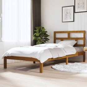 Estructura de cama madera maciza de pino marrón miel 100x200 cm en Camas y somieres | Comprar online en Foro24