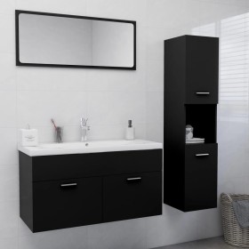 Conjunto de muebles de baño aglomerado negro de , Muebles de baño - Ref: Foro24-3070974, Precio: 154,07 €, Descuento: %