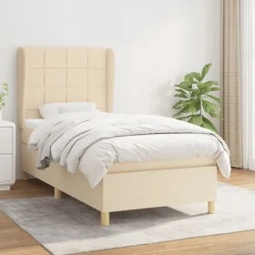 Box spring bed with cream fabric mattress 90x200 cm by , Beds and slatted bases - Ref: Foro24-3128498, Price: 334,23 €, Disco...