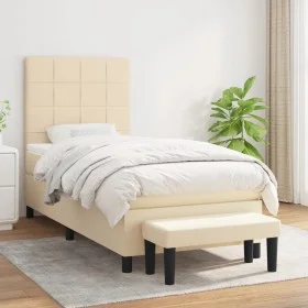 Box spring bed with cream fabric mattress 90x200 cm by , Beds and slatted bases - Ref: Foro24-3136570, Price: 348,84 €, Disco...