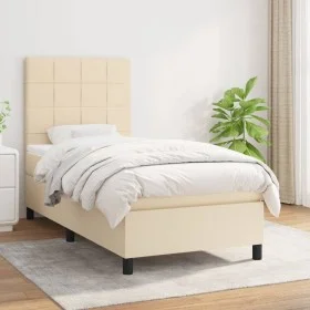 Box spring bed with cream fabric mattress 90x190 cm by , Beds and slatted bases - Ref: Foro24-3141742, Price: 346,99 €, Disco...