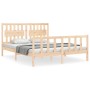 Bed frame with solid wood headboard 160x200 cm by , Beds and slatted bases - Ref: Foro24-3192436, Price: 147,49 €, Discount: %