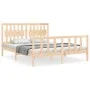 Bed frame with solid wood headboard 160x200 cm by , Beds and slatted bases - Ref: Foro24-3192436, Price: 145,62 €, Discount: %