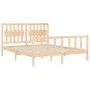 Bed frame with solid wood headboard 160x200 cm by , Beds and slatted bases - Ref: Foro24-3192436, Price: 145,62 €, Discount: %