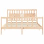Bed frame with solid wood headboard 160x200 cm by , Beds and slatted bases - Ref: Foro24-3192436, Price: 147,49 €, Discount: %