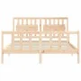 Bed frame with solid wood headboard 160x200 cm by , Beds and slatted bases - Ref: Foro24-3192436, Price: 145,62 €, Discount: %