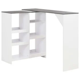 Bar table with white mobile shelf 138x39x110 cm by , Kitchen and dining tables - Ref: Foro24-280226, Price: 118,23 €, Discoun...