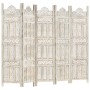 5-teiliger handgeschnitzter Paravent mit weißem Mangoholz 200x165 cm von , Raumteiler - Ref: Foro24-285320, Preis: 285,69 €, ...