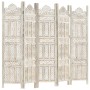 5-teiliger handgeschnitzter Paravent mit weißem Mangoholz 200x165 cm von , Raumteiler - Ref: Foro24-285320, Preis: 285,69 €, ...
