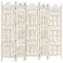 5-teiliger handgeschnitzter Paravent mit weißem Mangoholz 200x165 cm von , Raumteiler - Ref: Foro24-285320, Preis: 240,50 €, ...