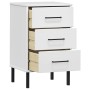 Nachttisch mit Metallbeinen aus massivem weißem Kiefernholz OSLO von vidaXL, Nachttische - Ref: Foro24-350978, Preis: 82,57 €...