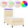 Box spring bed mattress and LED lights cream fabric 90x190 cm by , Beds and slatted bases - Ref: Foro24-3134842, Price: 359,7...
