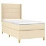 Box spring bed mattress and LED lights cream fabric 90x190 cm by , Beds and slatted bases - Ref: Foro24-3138842, Price: 372,7...