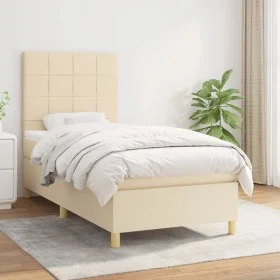 Box spring bed with cream fabric mattress 90x200 cm by , Beds and slatted bases - Ref: Foro24-3142310, Price: 318,23 €, Disco...