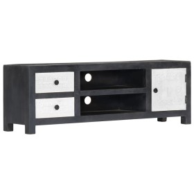 Mueble para TV tallado a mano mango gris blanco 120x30x40 cm de , Muebles TV - Ref: Foro24-282723, Precio: 188,99 €, Descuent...
