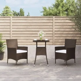 Garden table and chairs 3 pieces and brown synthetic rattan cushions by , Garden sets - Ref: Foro24-3187412, Price: 219,28 €,...
