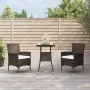Garden table and chairs 3 pieces and brown synthetic rattan cushions by , Garden sets - Ref: Foro24-3187412, Price: 219,28 €,...