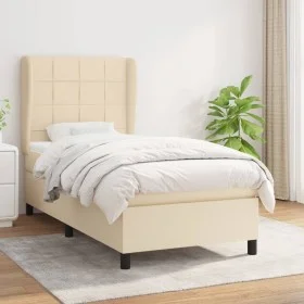 Box spring bed with cream fabric mattress 90x190 cm by , Beds and slatted bases - Ref: Foro24-3127930, Price: 365,77 €, Disco...