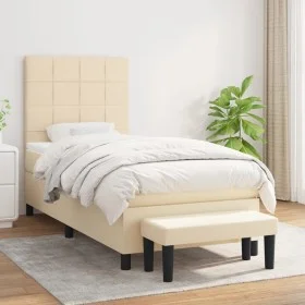 Box spring bed with cream fabric mattress 90x190 cm by , Beds and slatted bases - Ref: Foro24-3136562, Price: 390,84 €, Disco...
